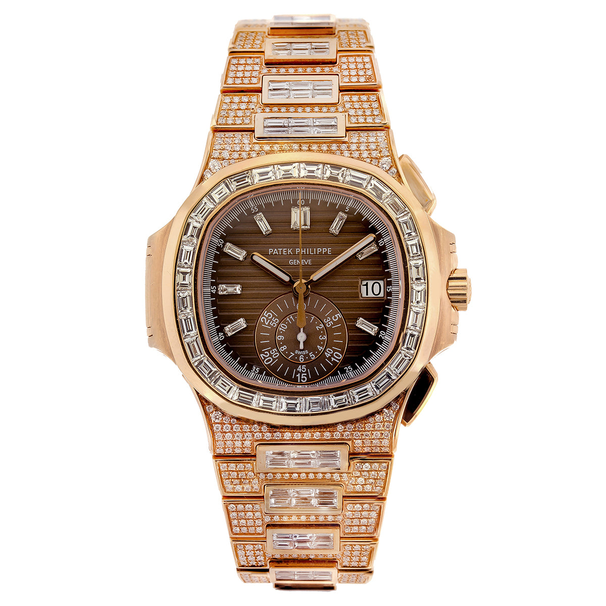 157ED865-B0A3-59D9-7A81-05965F31C0E8.jpg 18K Rose Gold Patek Philippe Nautilus 5980/1R 40.5mm Brown Dial 25CT Diamonds(1:1 replica) - Image 1