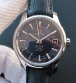 Replica Omega V6 De Ville Hour Vision Co-Axial 41mm SS Blue Dial Leather Strap A8500