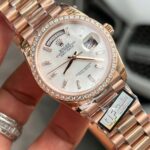 Rolex Day-Date Dial MOP Replica Watch Weight 158 ??Grams Bezel Moissanite Diamonds QF Factory 36mm - Image 4
