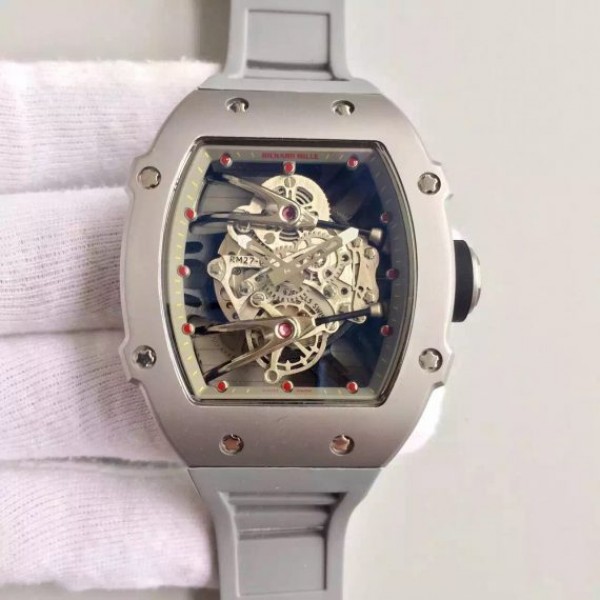 1690488D-196F-9BF9-DFFF-73A814568178.jpg Replica Richard Mille RM027 SS Skeleton Dial Gray Rubber Strap 6T51 - Image 1