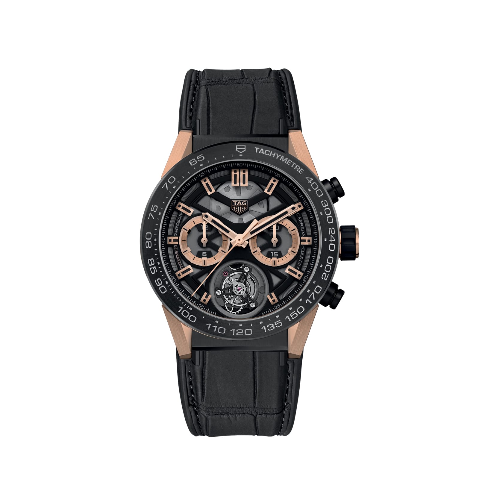 17E36053-0CA7-2A14-2157-1BAB94408803.jpg TAG Heuer Replica Watch Carrera Chronograph Tourbillon Automatic 45 mm Titanium & Gold(1:1 replica) - Image 1