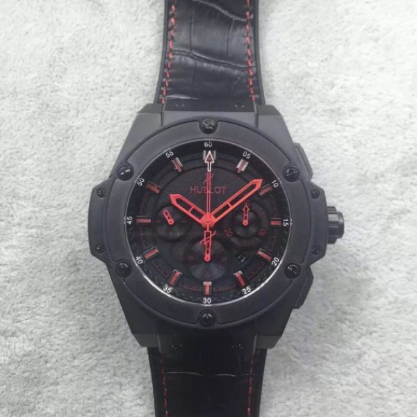 196E0D64-96DD-3326-3EA7-AB591240D3F2.jpg Replica Hublot Big Bang King Power 48mm PVD Black Dial Red Hands Gummy Strap A7750 - Image 1