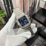 Cartier Replica Watch Santos Moissanite Diamond Bezel Blue Dial BV Factory 39.8mm - Image 3