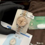 Rolex Rep 11 Watch DateJust Pink Dial Moissanite Diamond Bezel EW 31mm - Image 4