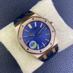 Audemars Piguet Replica AP Watch Royal Oak Selfwinding ??50th Anniversary?? 41mm Rose Gold Blue Dial Leather Strap 15510OR.OO.D315CR.01-APS(1:1 replica) - Image 9
