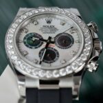 Rolex Daytona Dial MOP Replica Watch Number Pile + Bezel Diamonds Moissanite Custom 40mm - Image 5