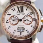 Replica Cartier JF Cartier Calibre de Cartier SS/RG Chronograph White Dial Miyota 9100
