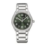 Fake Diamond Watch For Women Patek Philippe Replica Twenty~4 Ladies Stainless Steel Olive Green Dial 7300/1200A-011(1:1 replica)
