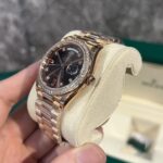 Rolex Replica Watch Day-Date Chocolate Dial With Stone Bezel EW Factory 36/40mm - Image 4