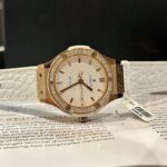 Hublot Replica Watches Classic Fusion King Gold White Dial Custom Moissanite Diamonds 38mm - Image 4