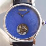 Replica Cartier Rotonde De Cartier Tourbillon SS Blue Dial