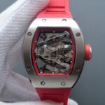 Replica Richard Mille RM038 SS Red Inner Bezel Skeleton Dial Red Rubber Strap Jap Quartz