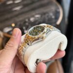 Rolex DateJust Replica Watch Demi Gold Green Leaf Dial 31mm - Image 4