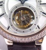 Replica Cartier Ballon Bleu Tourbillon RG Diamond Bezel Brown Leather Strap - Image 3