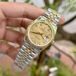 Rolex DateJust 18K Gold Wrapped Replica Watch Palm Leaf Dial GM 36mm - Image 2