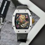 Richard Mille Best Copies Watch RM88 Smiley White Ceramic Fabic Nato Strap 42mm
