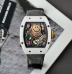 Richard Mille Best Copies Watch RM88 Smiley White Ceramic Fabic Nato Strap 42mm