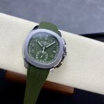 Fake Patek Philippe Replica Watch Aquanaut Chronograph White Gold Khaki Green Dial 5968G-010 GRF(1:1 replica)