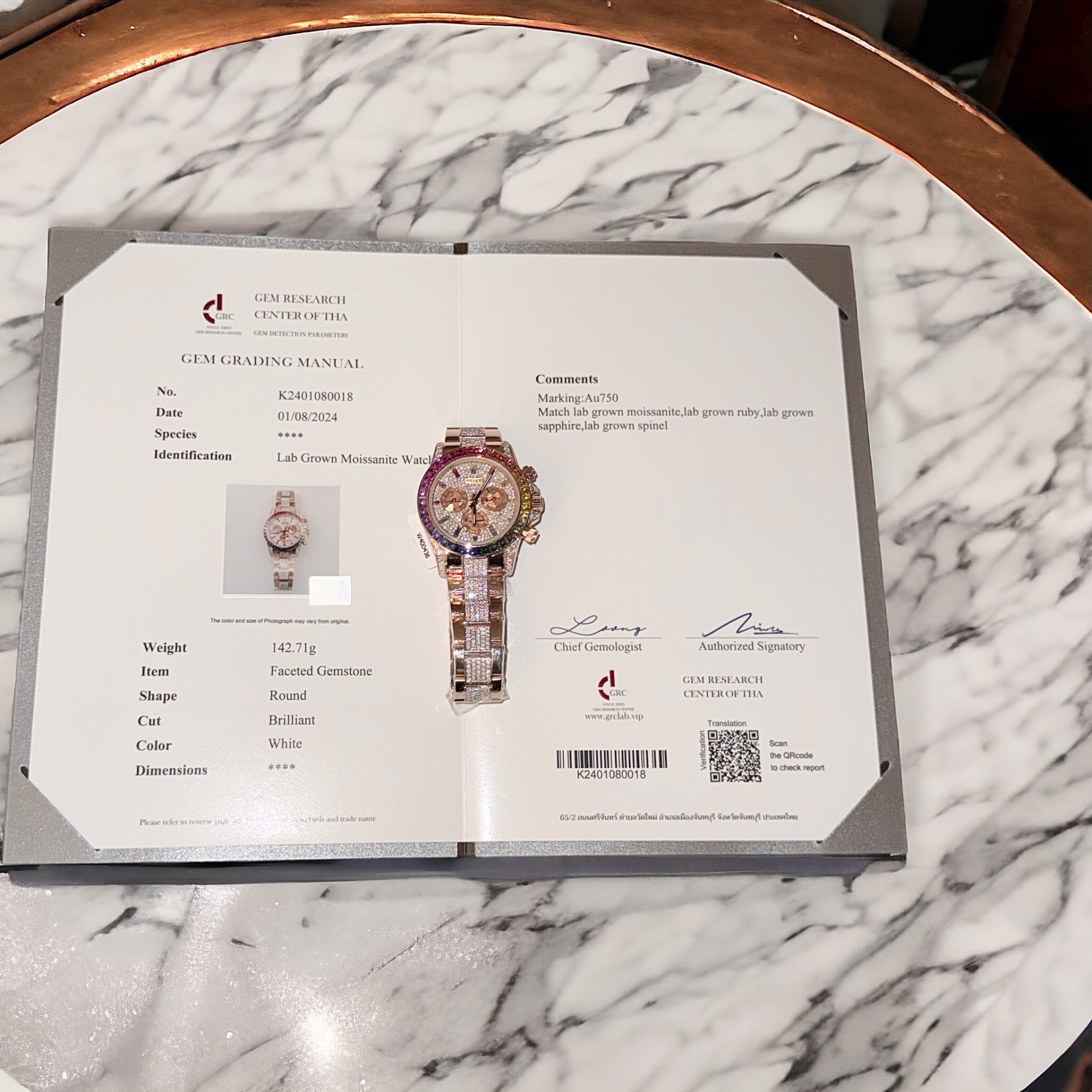 252CBC06-C2B3-4749-B58C-6034B298BD15.jpg Rolex Daytona Rainbow Replica Watch Gold Wrapped + Ruby + Moissanite Diamonds 40mm - Image 1
