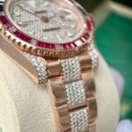 Rolex Replica 11 Watch GMT Master II Gold Wrapped Moissanite Diamond Sapphire 40mm - Image 8