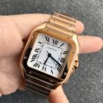 Fake cartier watch Santos large model mechanical movement Silver Dial Rose Gold WGSA0018(1:1 replica) - Image 9