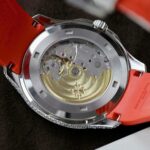 Patek Philippe Aquanaut 5167 Rep 11 Watch Custom Moissanite Diamonds Red Rubber Strap 40mm - Image 11