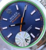 Replica Rolex Milgauss 116400 GV JF Green Sapphire Blue Dial SS Bracelet SH3131 - Image 3