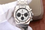 Replica Audemars Piguet Royal Oak Chronograph SS JHF White/Black Dial SS Bracelet A7750