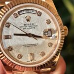 Rolex Replica Watch Day-Date Meteorite Dial With Moissanite Diamonds Hour Markers Custom Gold Wrapped GMF 40mm - Image 7