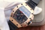 Replica Richard Mille RM011 Felipe Massa Chrono RG Skeleton Dial Black Inner Bezel Black Rubber Strap A7750 - Image 2