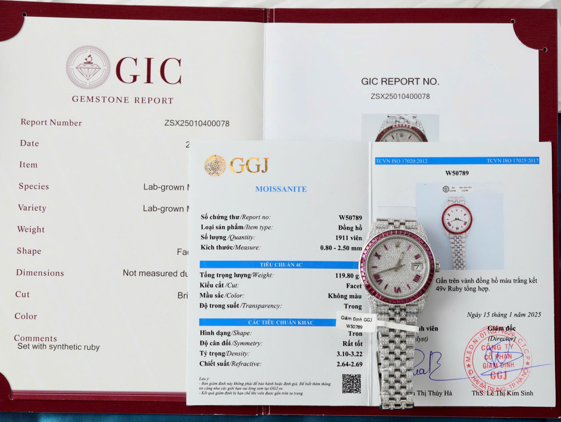 29990687-F1ED-9320-9243-9FA486A37F37.jpg Rolex DateJust Copies Watches Ruby + Diamond Moissanite Custom 41mm - Image 1