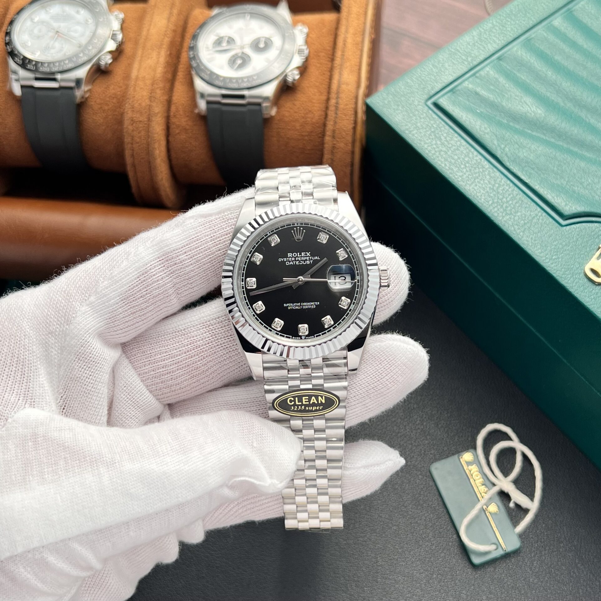 2A6AB4A6-E352-6A15-9C9B-AF374B1781D4.jpg Rolex DateJust 126334 Replica Watch Black Dial With Diamond Clean Factory 41mm - Image 1