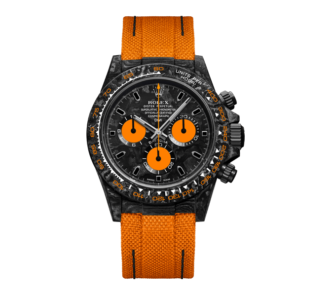 2AB91AE6-B5D8-B68D-8071-3D045DD640A1.png ROLEX Diw Daytona carbon orange edition 40mm oyster black(1:1 replica) - Image 1