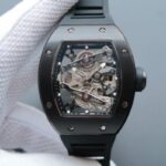 Replica Richard Mille RM038 PVD Black Inner Bezel Skeleton Dial Black Rubber Strap Jap Quartz