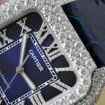 Cartier Santos Copies Watch Dial Blue Custom Diamonds Moissanite Hong Kong 39.8mm - Image 5