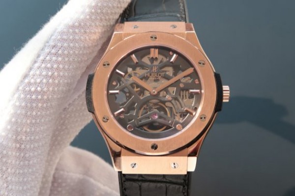 2CDDB126-6665-A2AF-A88B-1FFF0A8E5165.jpg Replica Hublot Classic Fusion Tourbillon RG 45mm TF Skeleton Dial Black Gummy Strap A23J - Image 1