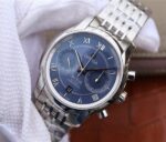 Replica Omega OMF De Ville Chronograph 42mm Blue Dial SS Bracelet A9300 - Image 2