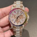 Rolex Daytona Rainbow Replica Watch Gold Wrapped With Moissanite Diamonds 40mm - Image 3