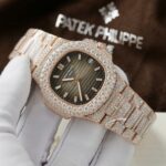 Patek Philippe Nautilus 5711 Replica Watch Gold Wrapped + Moissanite Diamonds Hong Kong Custom 40mm - Image 3