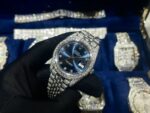Rolex Best Replica Watch DateJust Dial Blue Custom Full Diamonds Moissanite 41mm - Image 3