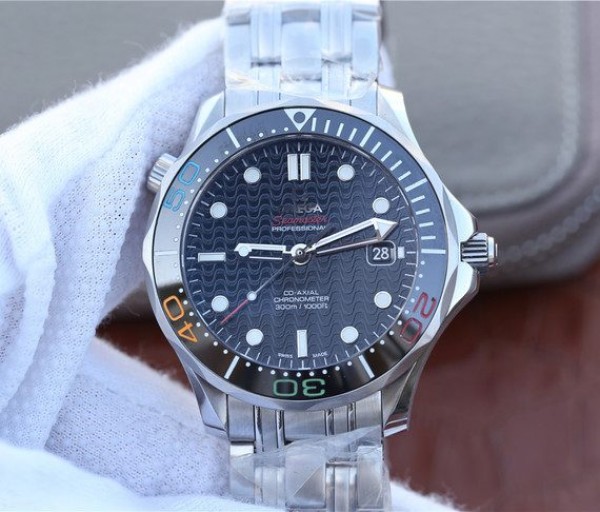 30642537-22BD-8FC4-6FC6-08C5B27033DF.jpg Replica Omega OMF Seamaster 300M Chronometer SS Rio 2016 SS Bracelet A2824 - Image 1