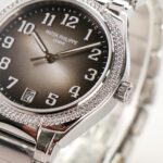 Fake Diamond Watch Replica Patek Philippe Twenty~4 Ladies Stainless Steel Grey Sunburst Dial 7300/1200A-010(1:1 replica) - Image 3