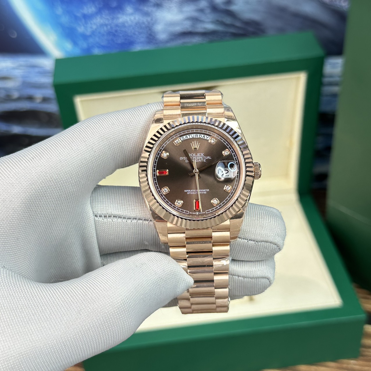 30A0180D-E4C6-3EB3-2AAA-867FD9A715CE.jpg Rolex Day-Date Replica Watch With Red Ruby Dial EW Factory 40mm - Image 1