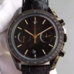 Replica Omega Speedmaster Moonwatch Co-Axial Chronograph Sedna Black Leather A9300