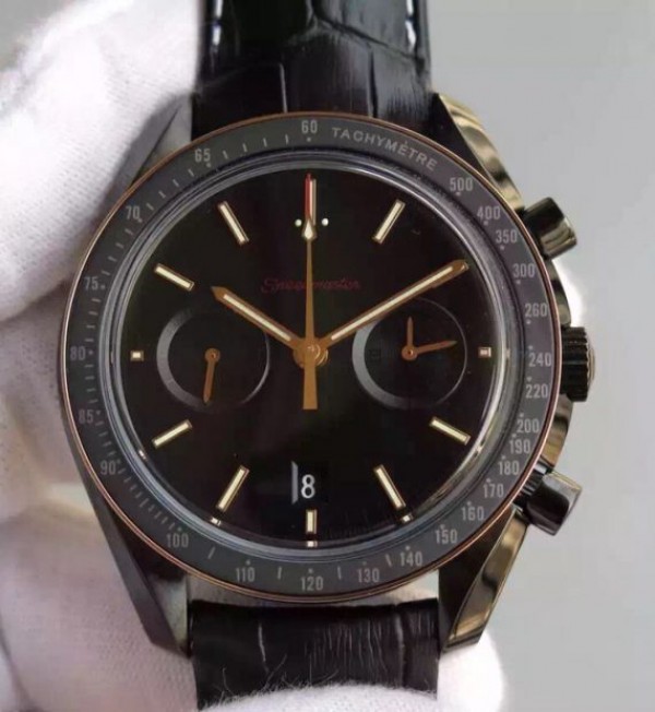 30C78938-3B79-4827-2DED-F547311351B1.jpg Replica Omega Speedmaster Moonwatch Co-Axial Chronograph Sedna Black Leather A9300 - Image 1