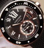 Replica Cartier JJF Calibre De Cartier Diver DLC Black Dial RG Bezel Black Rubber Strap A23J - Image 3