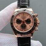 Replica Rolex Daytona 116515 N RG/Black Dial Black Leather Strap A7750