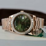 Rolex Day-Date Geen Dial Copies Watches Gold Wrapped + Diamonds Moissanite Baguette 40mm - Image 4