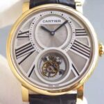 Replica Cartier Rotonde De Cartier Tourbillon YG Leather Strap