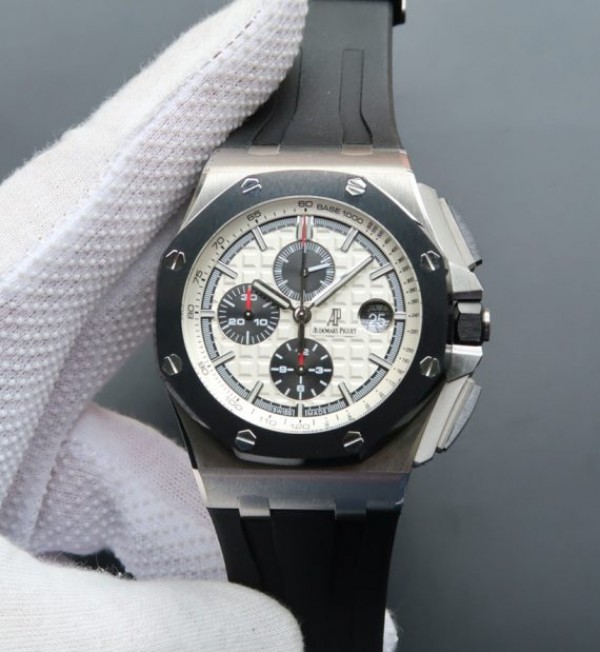 33F589C4-F245-9745-E3D9-8A0B1E8AF0C7.jpg Replica Audemars Piguet JF Royal Oak Offshore 44mm White/Black Dial Rubber Strap A3126 - Image 1
